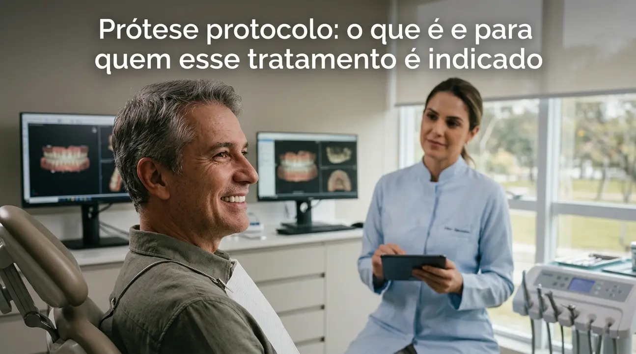 Paciente com prótese protocolo em arcada superior — prótese protocolo